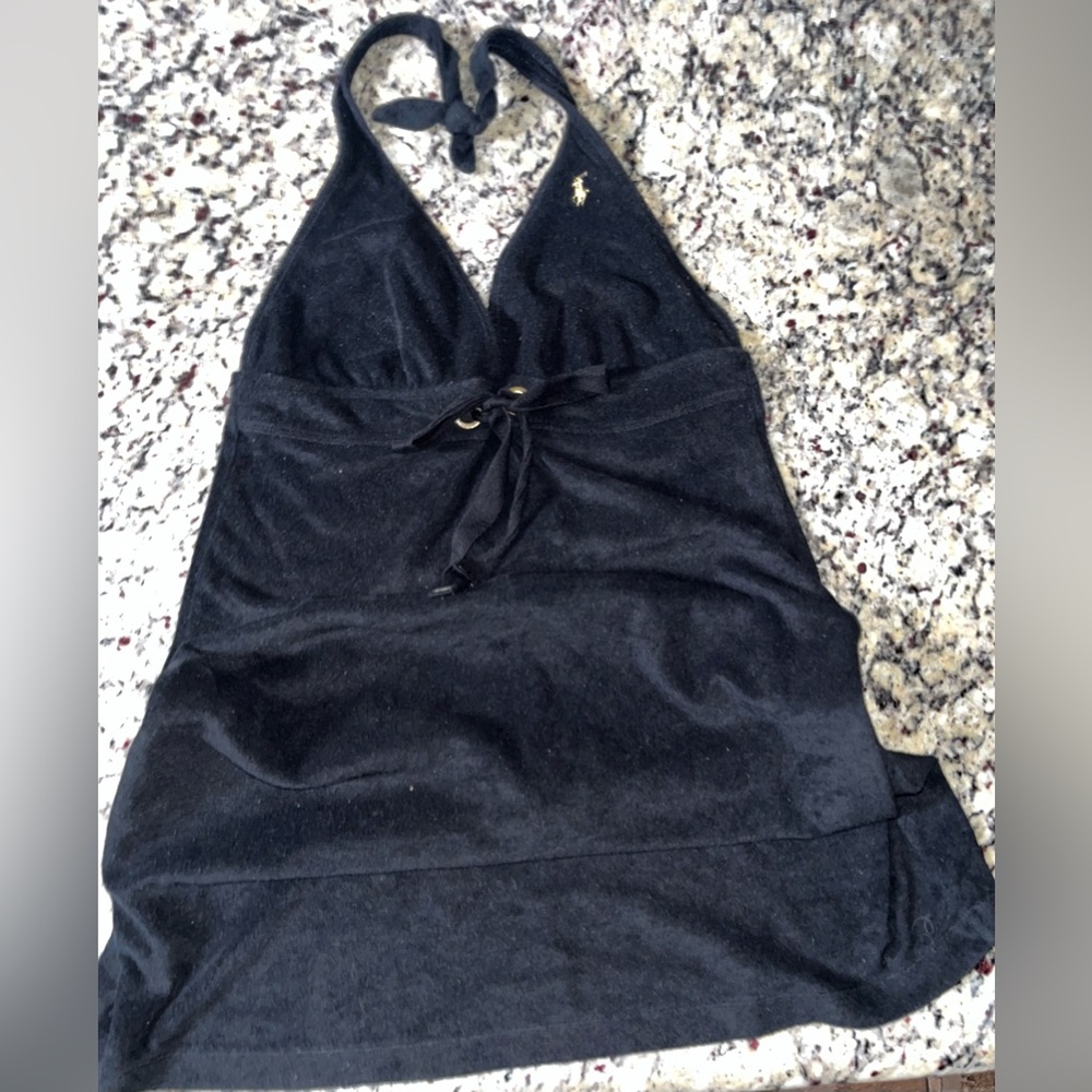 SOLD Ralph Lauren black terry cloth halter cover up